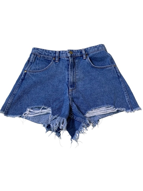 Wrangler For Urban Outfitters Blue Jean Shorts HI Bells Hi-Rise Size 27 - Picture 2 of 8
